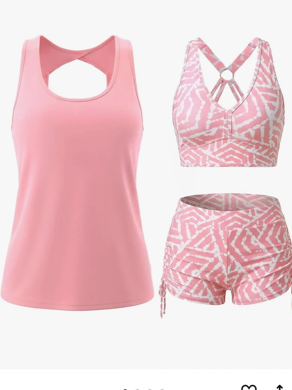 Classic 3 Piece Tankini Swimsuit with Board Shorts Pink M. 2469/bb12-2